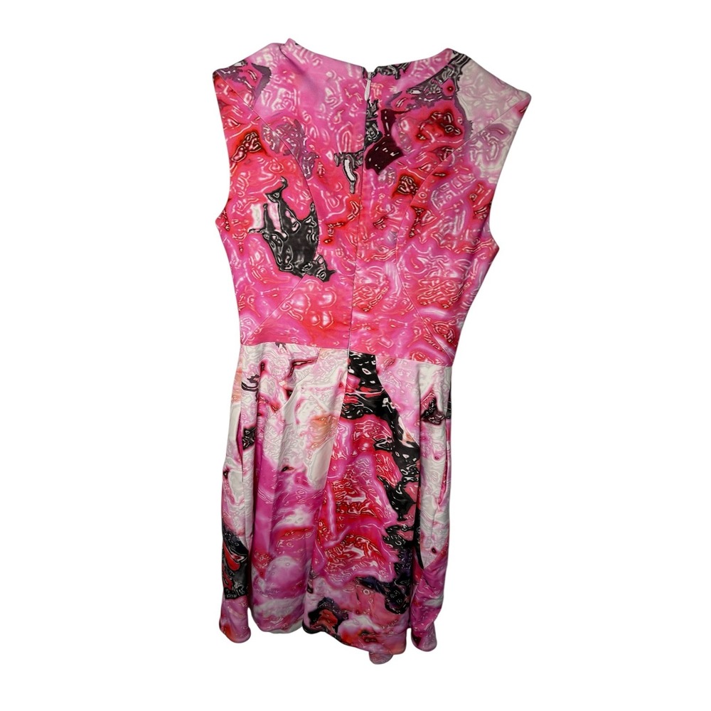 Monique Lhuillier Pink Abstract Sleeveless Dress | Size 4 - Picture 5 of 7
